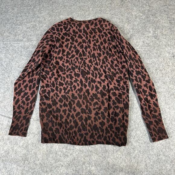 27 Miles Cashmere Alaine Toffee 100% Cashmere Sweater XS Animal Print Pullover - Picture 6 of 8